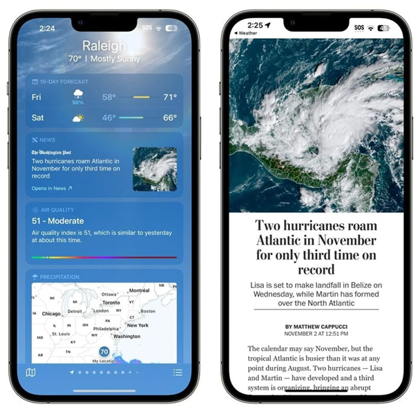 金阳苹果14维修分享iPhone 14手机如何看天气时顺带看新闻 