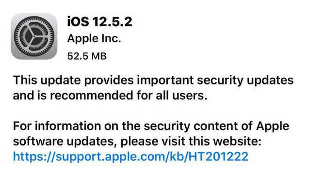 金阳苹果手机维修分享iOS12.5.2发布，建议所有老苹果用户安装 